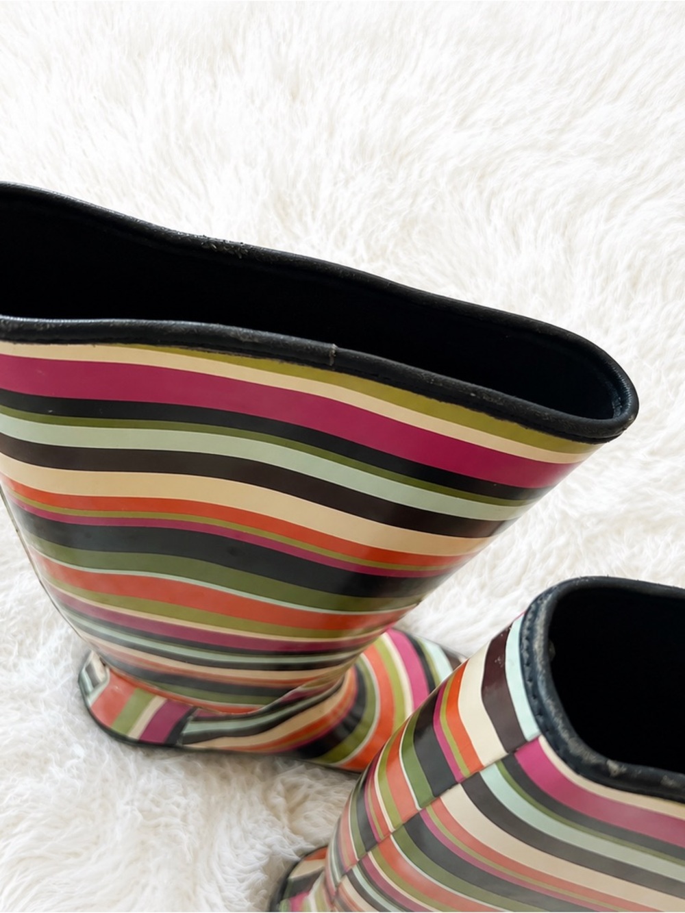 Coach Multicolor Striped Rain Boots Size 7B - Picture 5 of 10